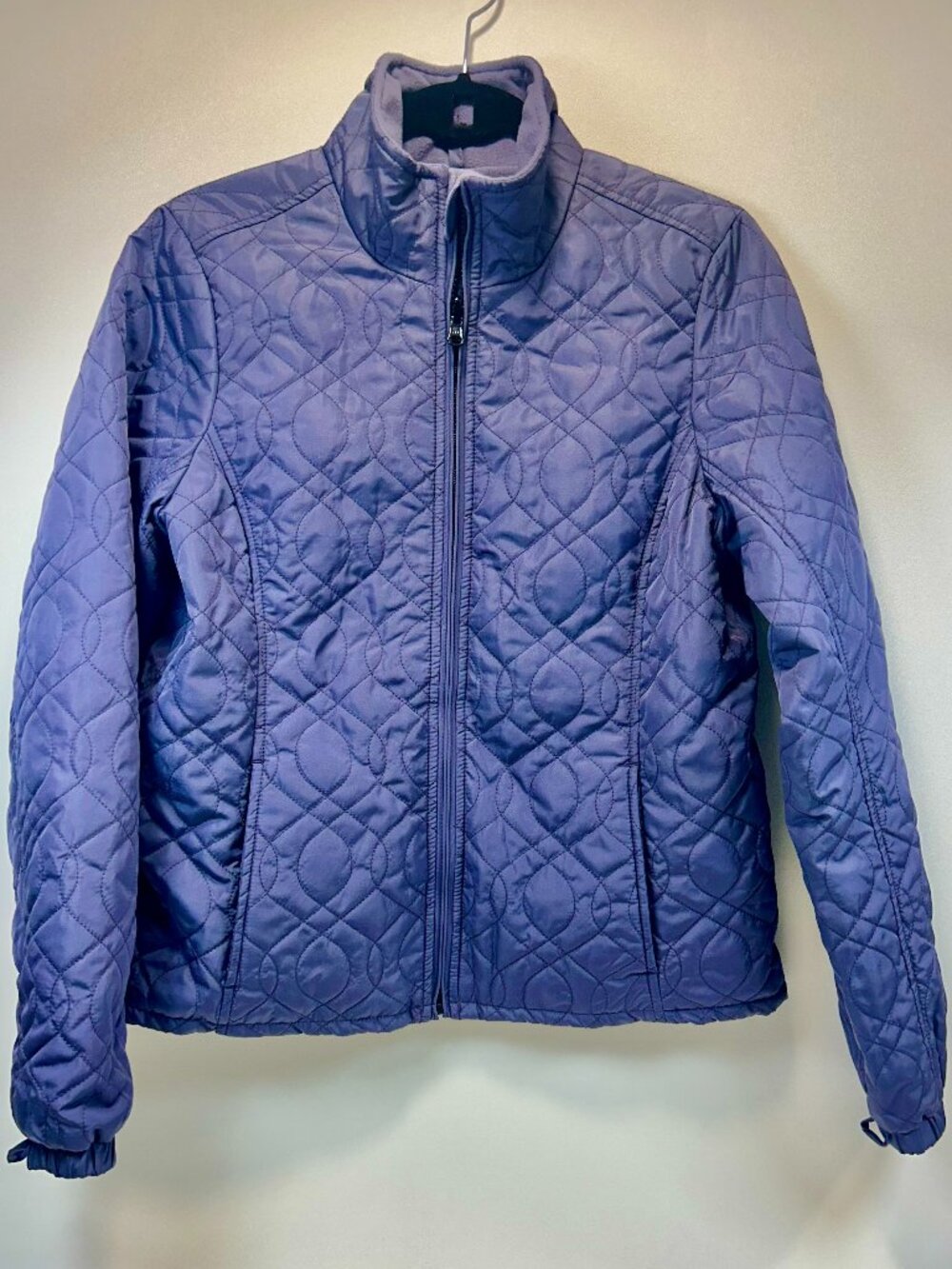 EDDIE BAUER Quilted Fleece Lined Jacket Muted Purple High Collar sz Small
